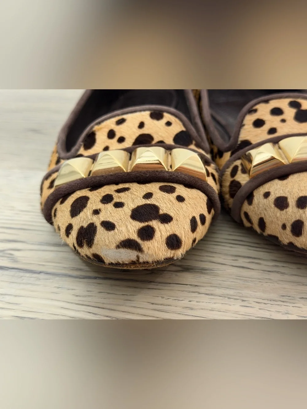 Tory Burch Studded Asher Loafer Animal Print Cheetah Pony Hair Flats 9 M $250